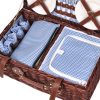 Picnic Basket 4 Person Baskets Set Insulated Wicker Outdoor Blanket Gift Storage
