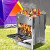 Camp Stove Folding Wood BBQ Grill Stainless Steel Portable Outdoor Camping Small