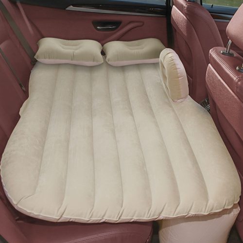 2X Beige Stripe Inflatable Car Mattress Portable Camping Rest Air Bed Travel Compact Sleeping Kit Essentials