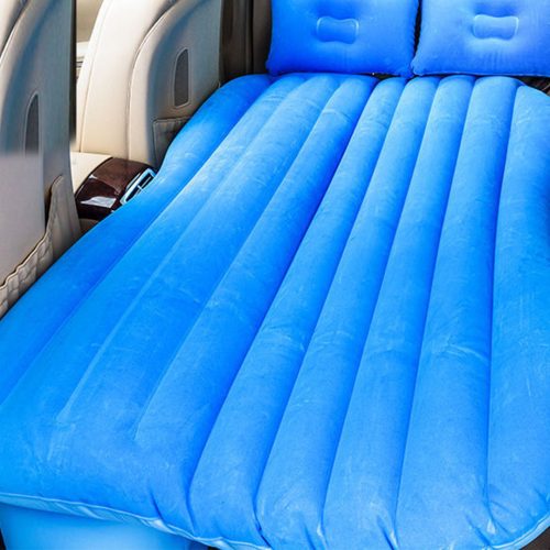 Blue Stripe Inflatable Car Mattress Portable Camping Rest Air Bed Travel Compact Sleeping Kit Essentials