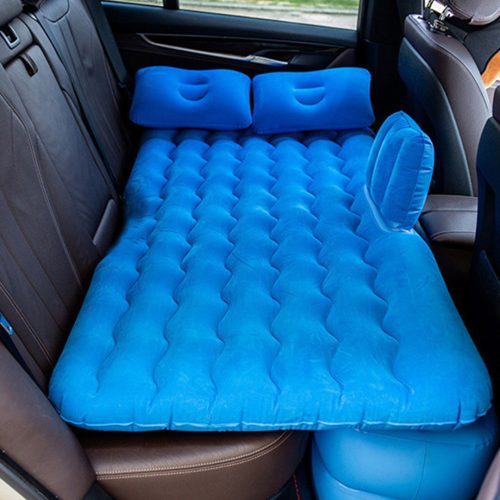 2X Blue Ripple Inflatable Car Mattress Portable Camping Air Bed Travel Sleeping Kit Essentials