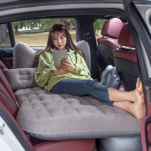 2X Grey Honeycomb Inflatable Car Mattress Portable Camping Air Bed Travel Sleeping Kit Essentials