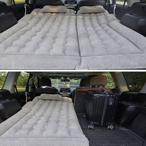 2X Grey Inflatable Car Boot Mattress Portable Camping Air Bed Travel Sleeping Essentials
