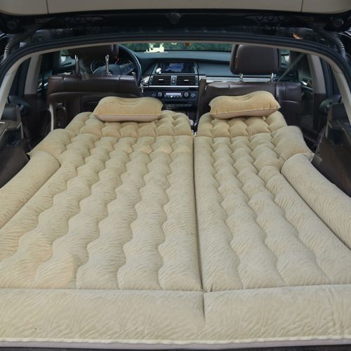 2X Beige Inflatable Car Boot Mattress Portable Camping Air Bed Travel Sleeping Essentials