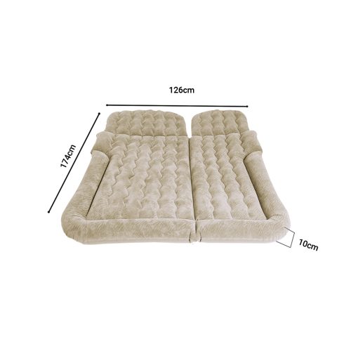2X Beige Inflatable Car Boot Mattress Portable Camping Air Bed Travel Sleeping Essentials