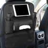 Leather Car Back Seat Storage Bag Multi-Pocket Organizer Backseat and iPad Mini Holder Black