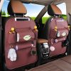 Leather Car Back Seat Storage Bag Multi-Pocket Organizer Backseat and iPad Mini Holder Red