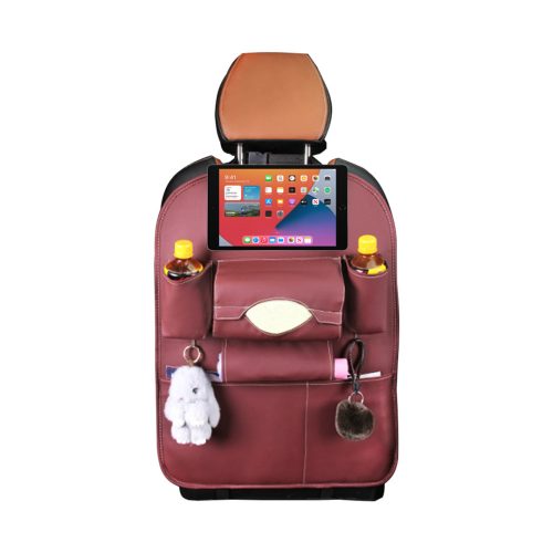 2X PVC Leather Car Back Seat Storage Bag Multi-Pocket Organizer Backseat and iPad Mini Holder Red