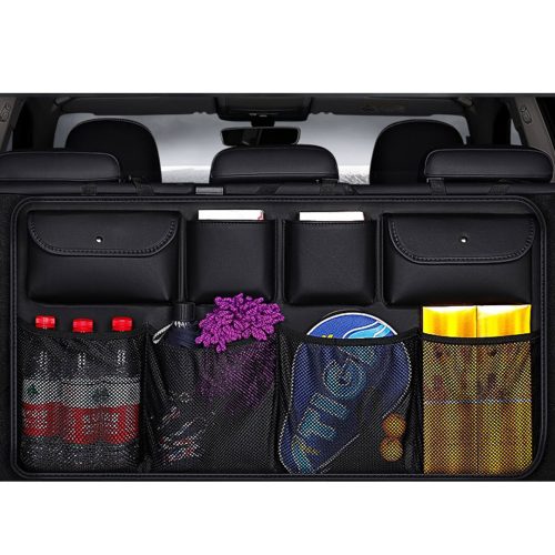 2X High Quality Leather Car Rear Back Seat Storage Bag Organizer Interior Accessories Black