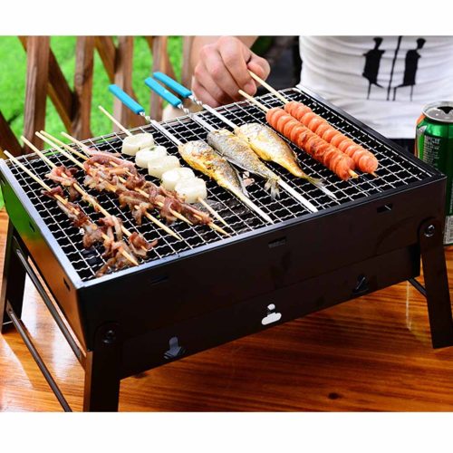 Portable Mini Folding Thick Box-type Charcoal Grill for Outdoor BBQ Camping