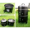 2X 3 In 1 Barbecue Smoker Outdoor Charcoal BBQ Grill Camping Picnic Fishing