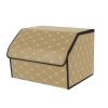4X Leather Car Boot Collapsible Foldable Trunk Cargo Organizer Portable Storage Box Black/Gold Stitch Small