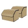 4X Leather Car Boot Collapsible Foldable Trunk Cargo Organizer Portable Storage Box Beige/Gold Stitch Small