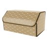 Leather Car Boot Collapsible Foldable Trunk Cargo Organizer Portable Storage Box Beige/Gold Stitch Medium