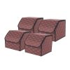 Leather Car Boot Collapsible Foldable Trunk Cargo Organizer Portable Storage Box Black/Gold Stitch Medium