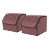 4X Leather Car Boot Collapsible Foldable Trunk Cargo Organizer Portable Storage Box Coffee/Gold Stitch Medium