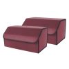 4X  Leather Car Boot Collapsible Foldable Trunk Cargo Organizer Portable Storage Box Red Small