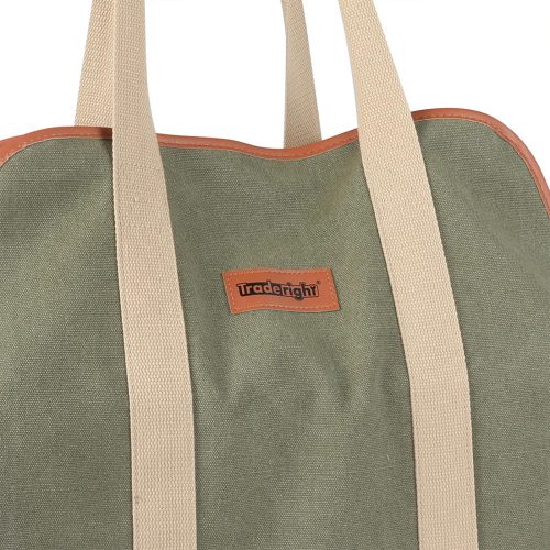 Firewood Bag Durable Canvas Leather Fire Wood Carrier Log Holder Tote