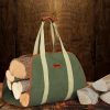 Firewood Bag Durable Canvas Leather Fire Wood Carrier Log Holder Tote