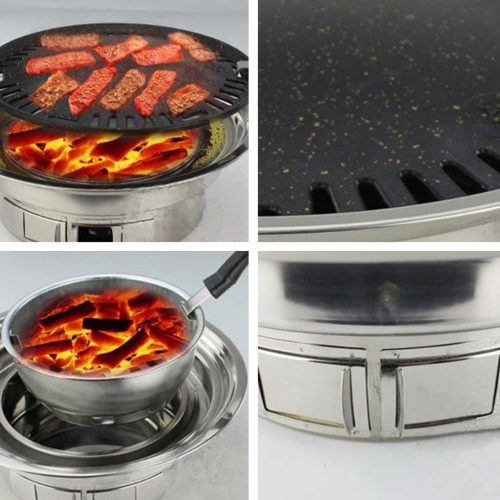 2x BBQ Grill Stainless Steel Portable Smokeless Charcoal Grill Home Outdoor Camping