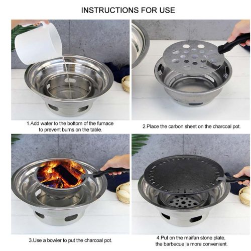 2x BBQ Grill Stainless Steel Portable Smokeless Charcoal Grill Home Outdoor Camping