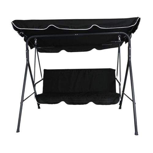 Swing Chair Hammock Outdoor Furniture Garden Canopy Cushion 3 Seater Seat Black