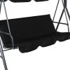 Swing Chair Hammock Outdoor Furniture Garden Canopy Cushion 3 Seater Seat Black