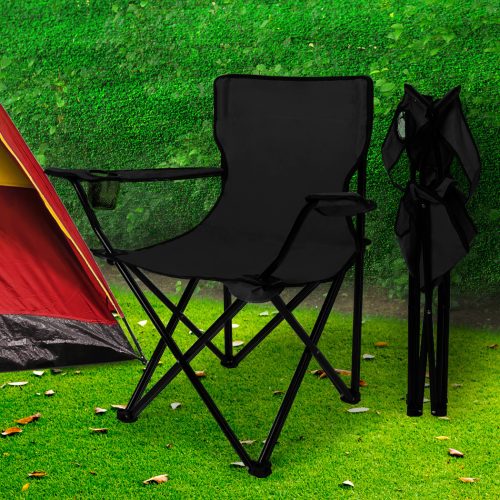 Folding Camping Chairs Arm Foldable Portable Outdoor Beach Fishing Picnic Chair Black