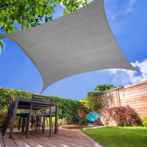 Sun Shade Sail Cloth Canopy Rectangle Outdoor Awning Cover Grey 5x5M
