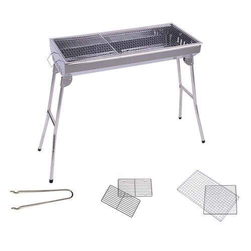 2X Skewers Grill Portable Stainless Steel Charcoal BBQ Outdoor 6-8 Persons