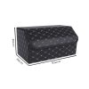 Leather Car Boot Collapsible Foldable Trunk Cargo Organizer Portable Storage Box Black/Gold Stitch Large