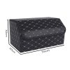 2X Leather Car Boot Collapsible Foldable Trunk Cargo Organizer Portable Storage Box Black/Gold Stitch Large