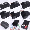 2X Leather Car Boot Collapsible Foldable Trunk Cargo Organizer Portable Storage Box Black/Gold Stitch Large