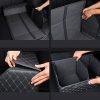 4X Leather Car Boot Collapsible Foldable Trunk Cargo Organizer Portable Storage Box Black/Gold Stitch Large