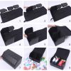 2X Leather Car Boot Collapsible Foldable Trunk Cargo Organizer Portable Storage Box Black/Gold Stitch Small