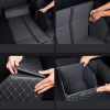 4X Leather Car Boot Collapsible Foldable Trunk Cargo Organizer Portable Storage Box Black/Gold Stitch Small