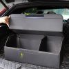 4X Leather Car Boot Collapsible Foldable Trunk Cargo Organizer Portable Storage Box Black Large