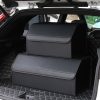 Leather Car Boot Collapsible Foldable Trunk Cargo Organizer Portable Storage Box Black Medium