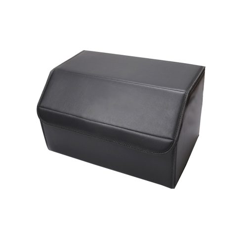 2X Leather Car Boot Collapsible Foldable Trunk Cargo Organizer Portable Storage Box Black Medium