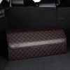 2X Leather Car Boot Collapsible Foldable Trunk Cargo Organizer Portable Storage Box Black/Red Stitch Large