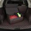 4X Leather Car Boot Collapsible Foldable Trunk Cargo Organizer Portable Storage Box Black/Red Stitch Medium