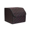 2X Leather Car Boot Collapsible Foldable Trunk Cargo Organizer Portable Storage Box Black/Red Stitch Small