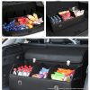 2X Leather Car Boot Collapsible Foldable Trunk Cargo Organizer Portable Storage Box With Lock Black Medium