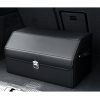 4X Leather Car Boot Collapsible Foldable Trunk Cargo Organizer Portable Storage Box With Lock Black Medium