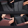4X Leather Car Boot Collapsible Foldable Trunk Cargo Organizer Portable Storage Box Coffee/Gold Stitch Large