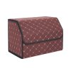 Leather Car Boot Collapsible Foldable Trunk Cargo Organizer Portable Storage Box Coffee/Gold Stitch Medium