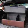 2X Leather Car Boot Collapsible Foldable Trunk Cargo Organizer Portable Storage Box Coffee Large
