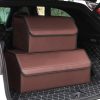Leather Car Boot Collapsible Foldable Trunk Cargo Organizer Portable Storage Box Coffee Medium