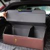 4X Leather Car Boot Collapsible Foldable Trunk Cargo Organizer Portable Storage Box Coffee Medium