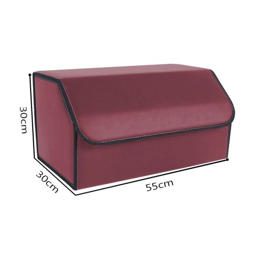 2X Leather Car Boot Collapsible Foldable Trunk Cargo Organizer Portable Storage Box Red Large